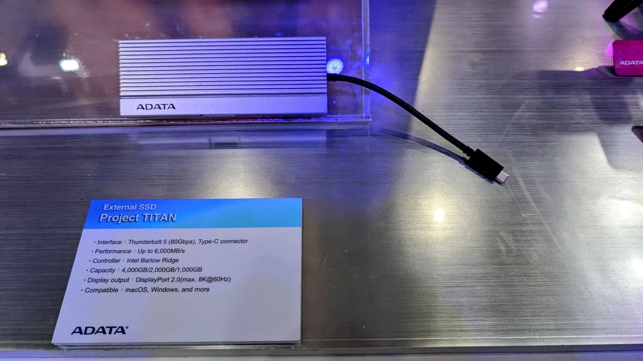 Adata Project Titan Thunderbolt 5 external SSD on display at Computex 2025