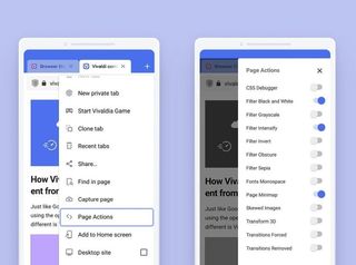 Vivaldi Browser Page Actions