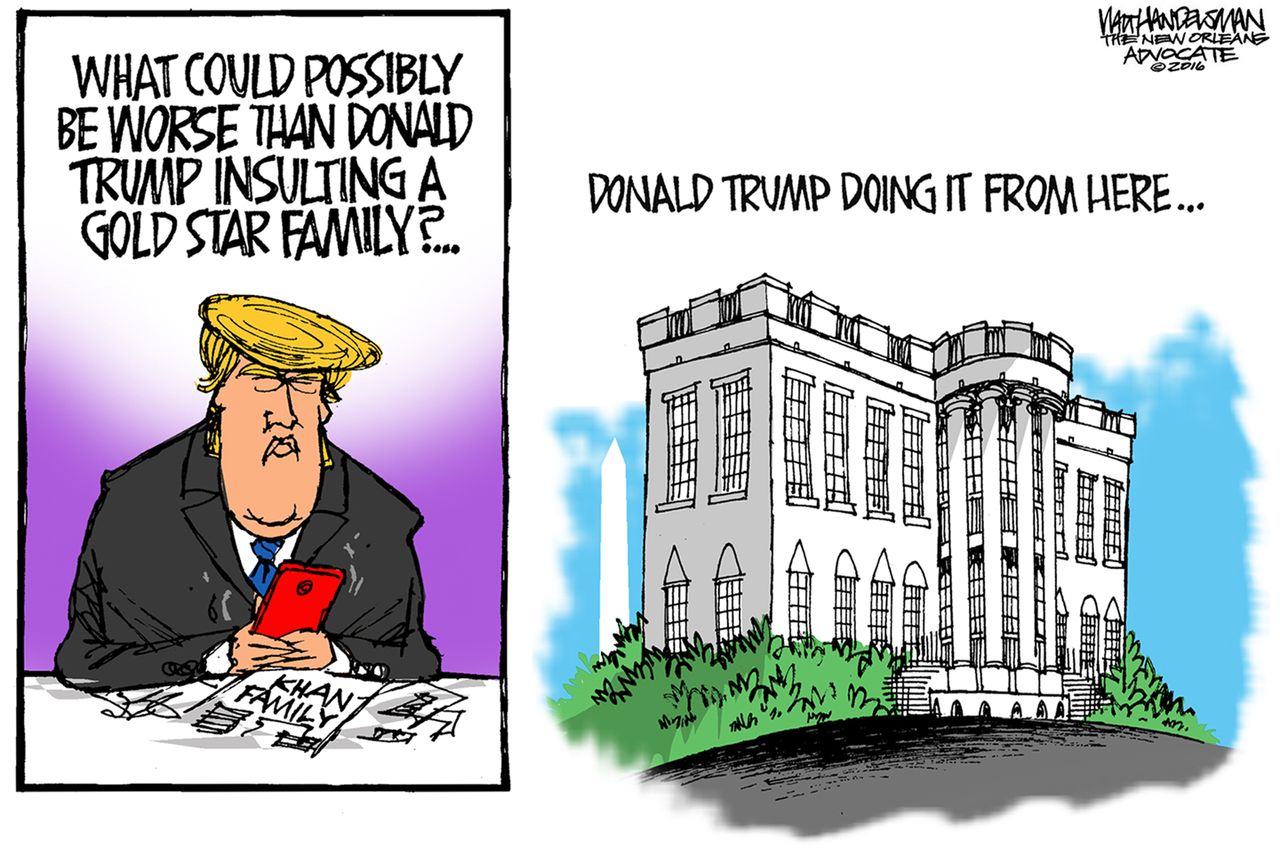 Political cartoon U.S. Trump worse from White House