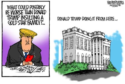 Political cartoon U.S. Trump worse from White House