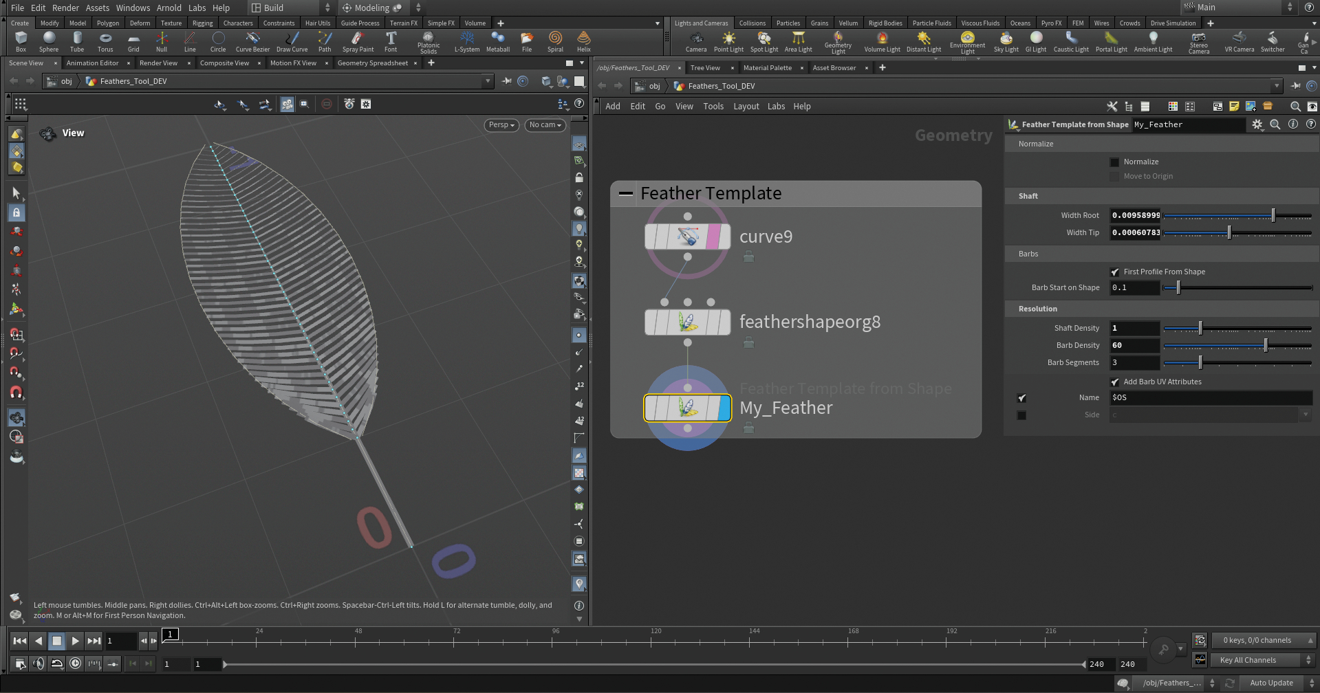 Follow Mario Leone's tutorial to use Houdini 20 feather tool, image 2