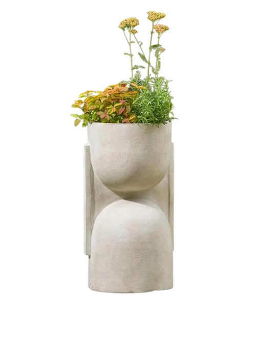 Twin Scoop Sculptural Clay Planter 