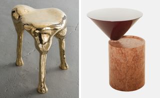 Left, ’Aria Hex’ stool and right, ’Laurel’ side table