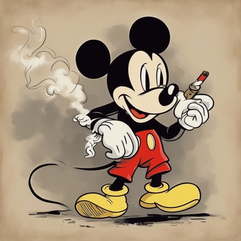 Mickey Mouse Smoking, Generated by Stable Diffusion XL