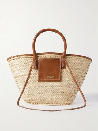 Le Panier Soli Leather-Trimmed Raffia Tote