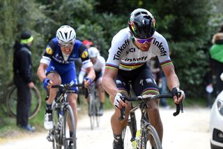 Peter Sagan was part of the final four-man selection that also included Fabian Cancellara, Zdenek Stybar and Gianluca Brambilla. He would have to settle for fourth place after fading on the final climb.