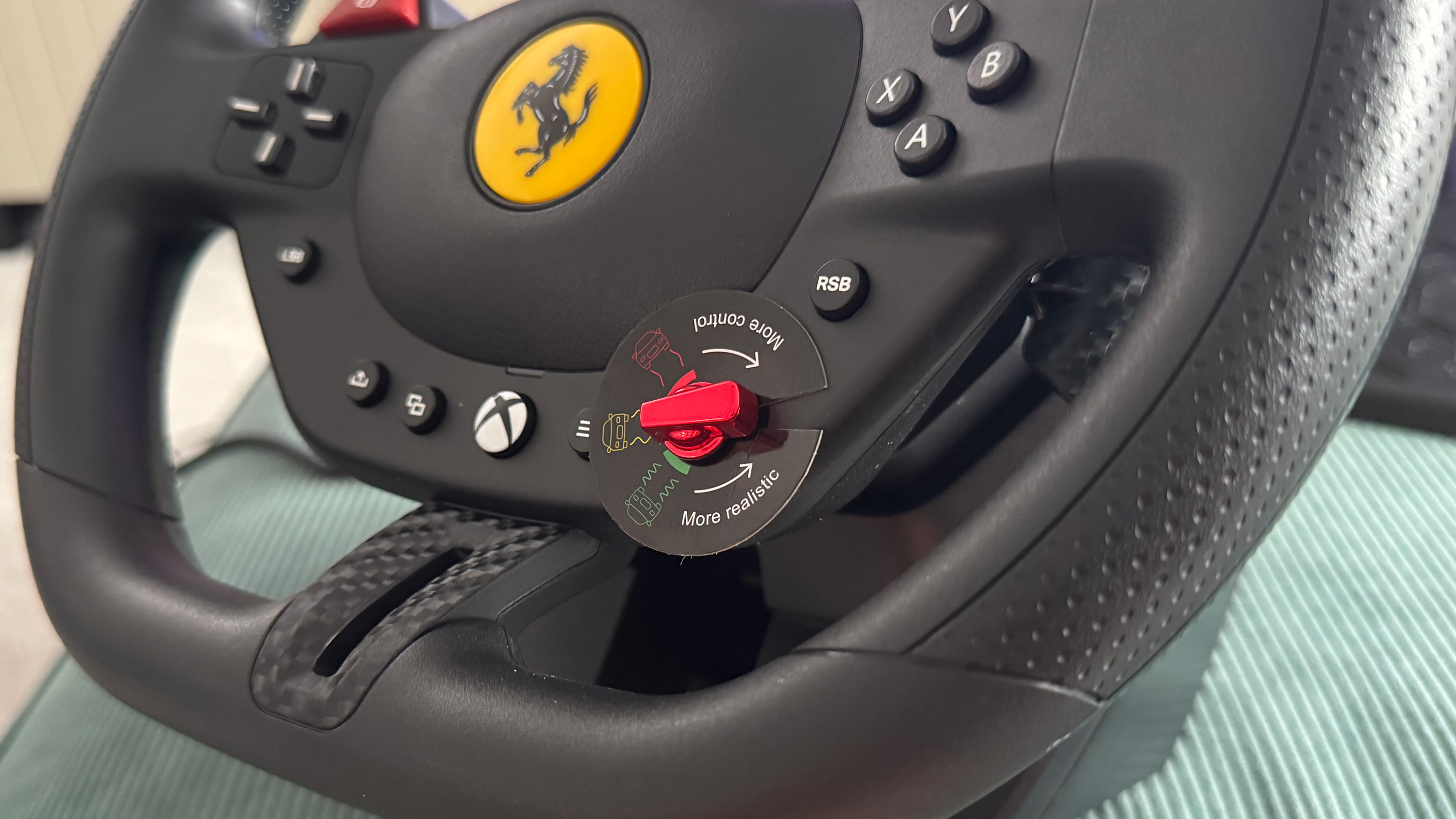 The Thrustmaster T248R in use.