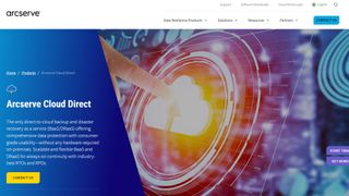Website screenshot for Arcserve UDP Cloud Direct.