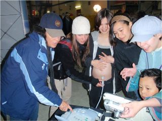 This photo shows an ultrasound obstetrical exam conducted on an Inuit mother-to-be in the High Arctic. Novice operators were trained to do such procedures, using a program first developed for astronauts aboard the International Space Station.