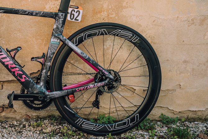 Pascal Ackermann's custom-painted Specialized Venge sported deep-section Roval wheels