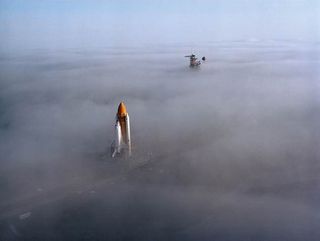 NASA’s Challenger shuttle heads to Launch Pad 39A at Kennedy Space Center, Florida, in November 1982.