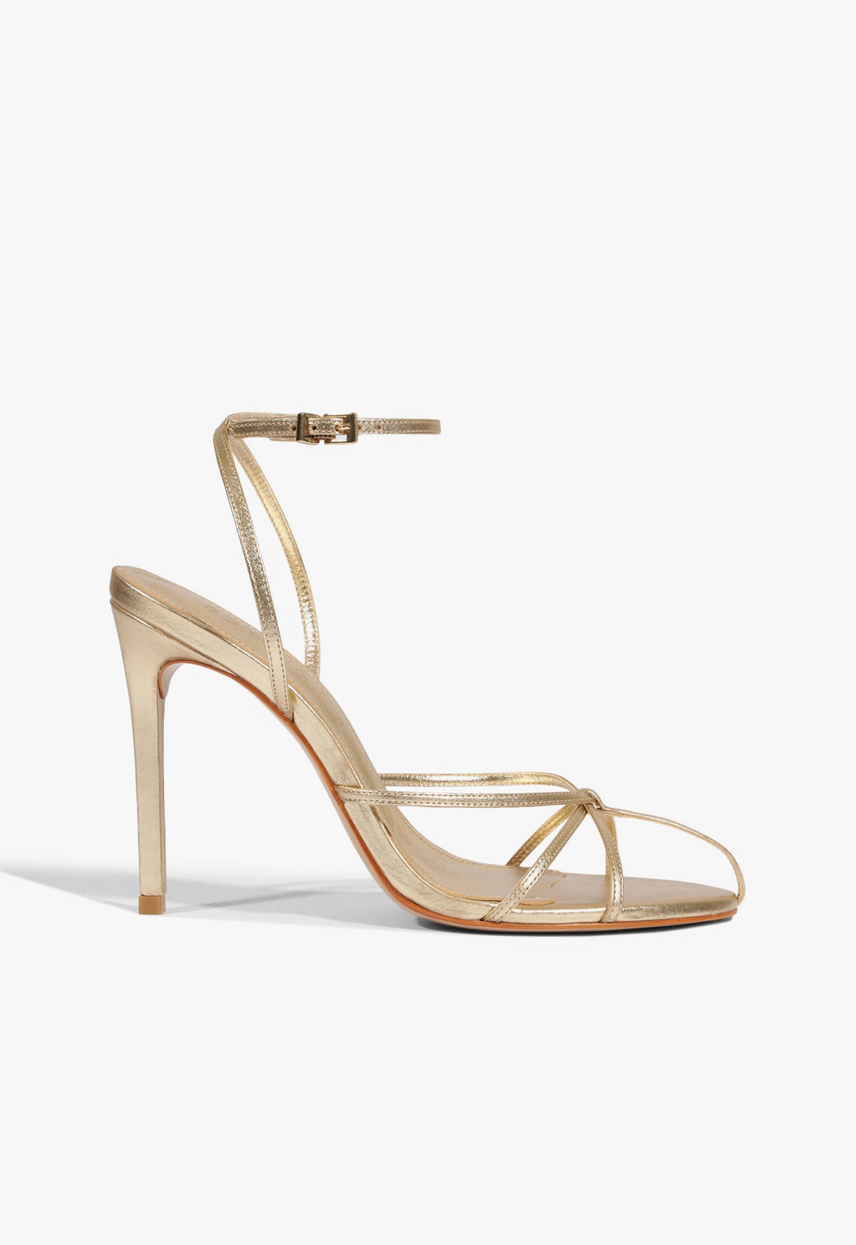 Iris Metallic Leather Caged Sandal - 5 / Gold / Metallic