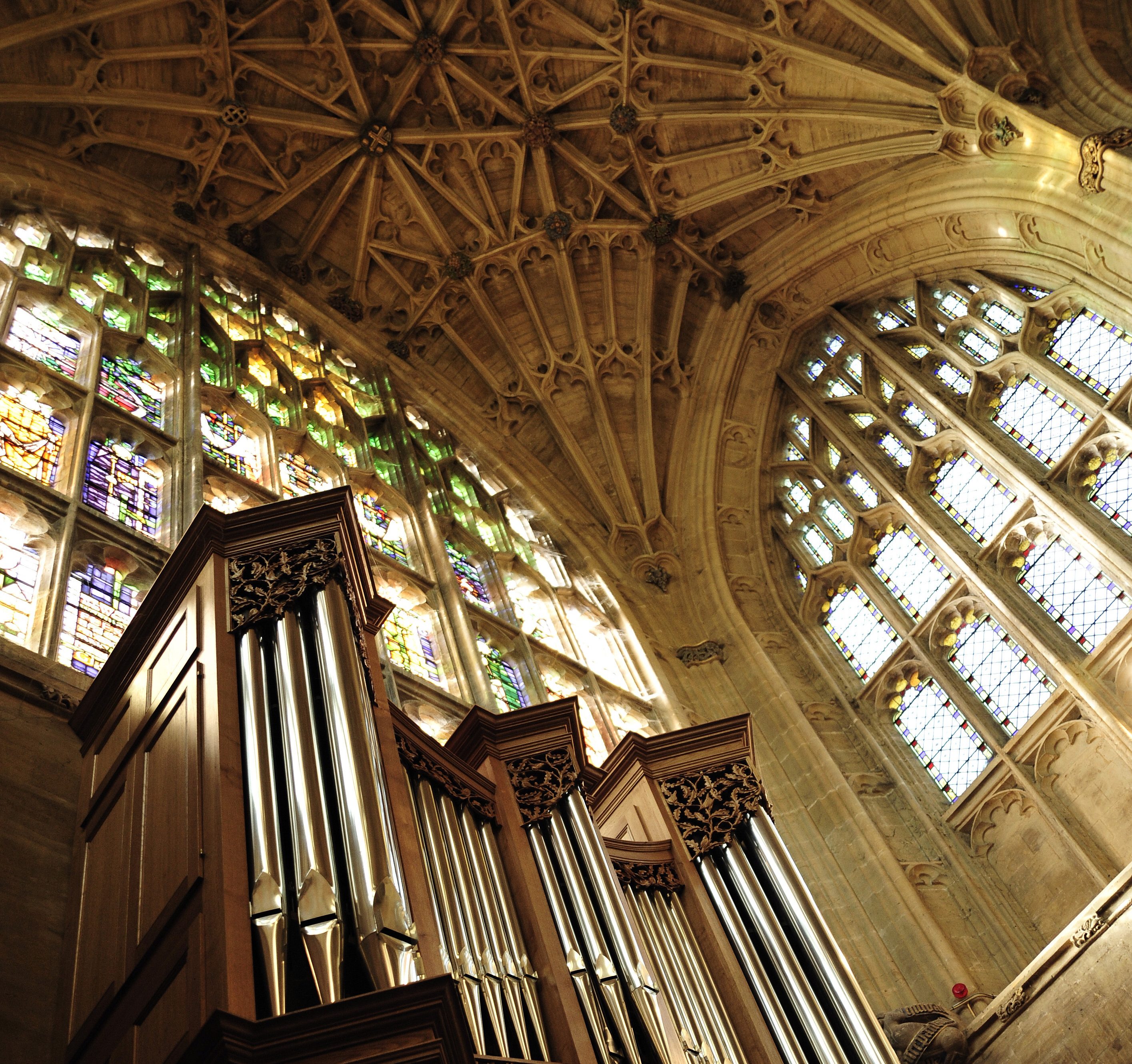 View of the ceiling of Sherborne Abbey, Dorset.