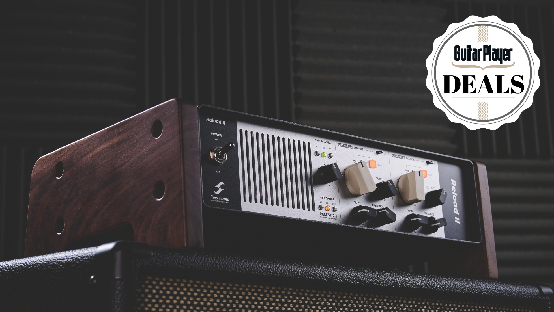 A Two Notes ReLoad II with the Guitar World deals logo in the corner