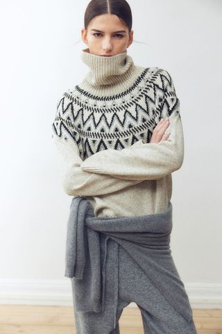 Jacquard-Knit Turtleneck Sweater