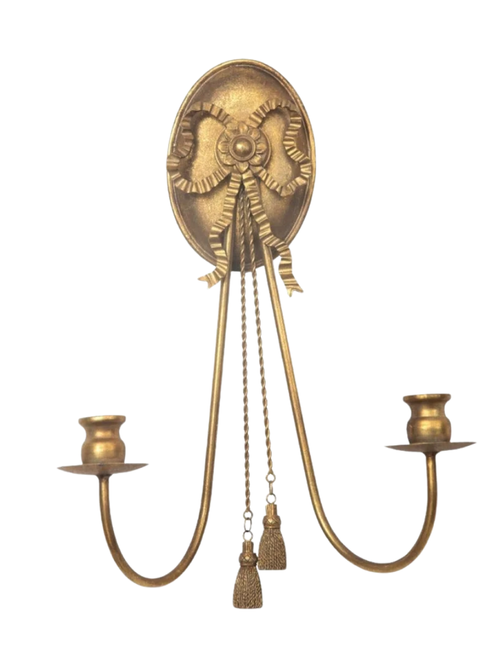 French Ribbon Gold Wall Candle Holder