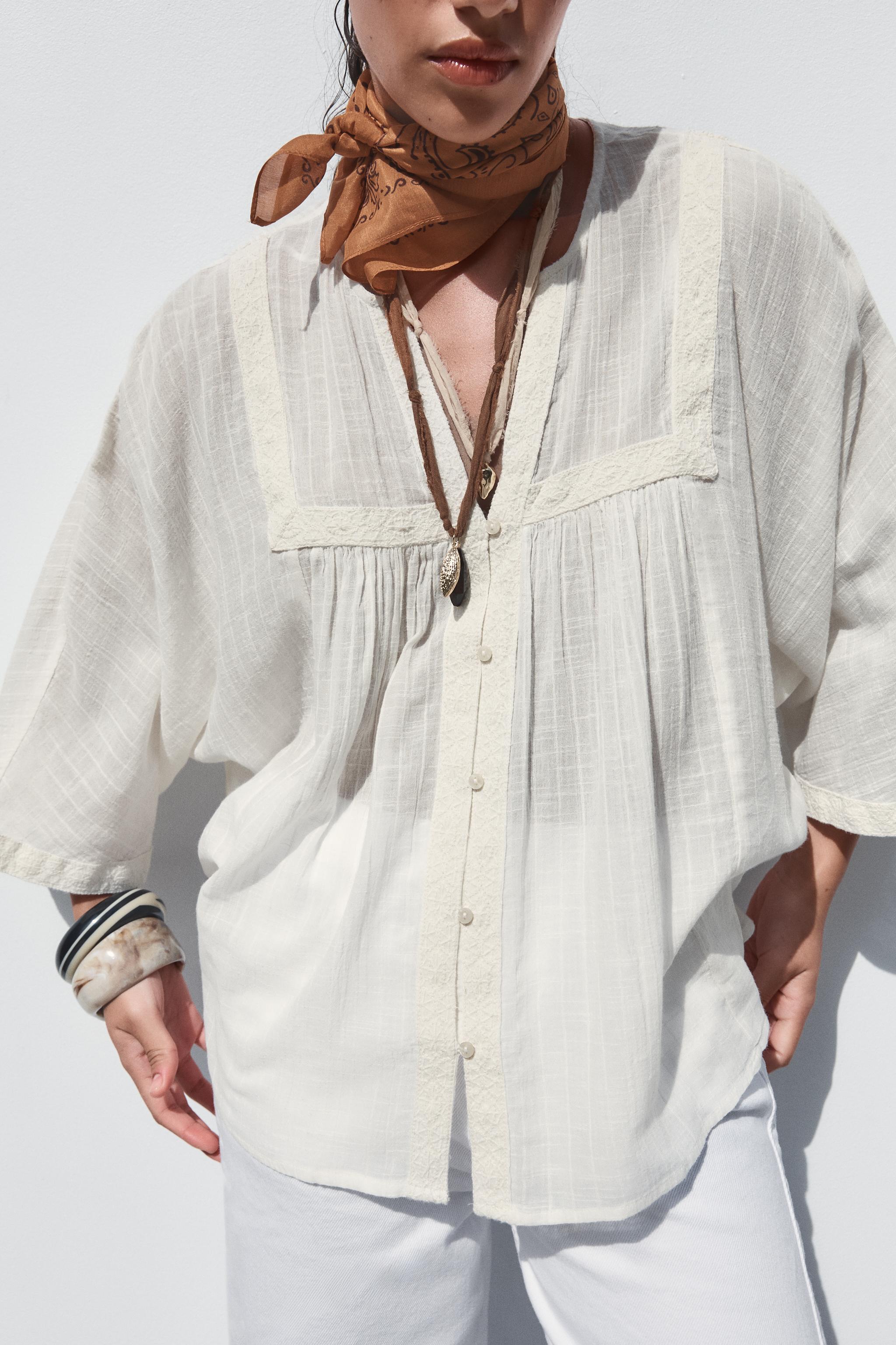Wide Sleeve Embroidered Blouse