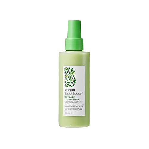 Briogeo Superfoods Avocado + Kiwi Mega Moisture 3-In-1 Leave-In Spray, 3-In-1 Hair Moisturizer for Dry Damaged Hair, Hair Detangler Plus Leave in Conditioner, Vegan, Cruelty-Free, 5.75 Fl Oz