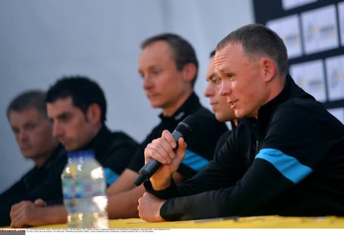 Chris Froome answering the press' questions