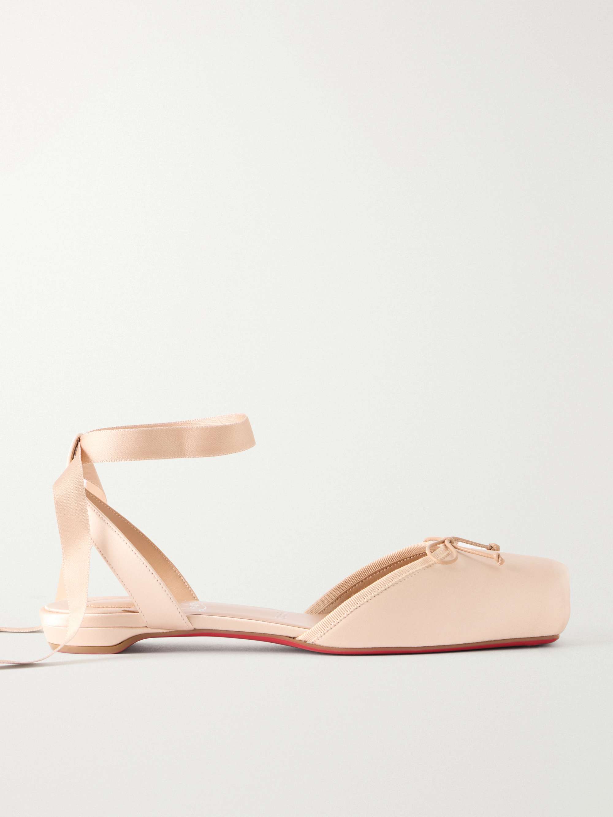 Cassia Bow-Detailed Grosgrain-Trimmed Satin Flats