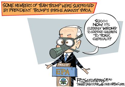 Political cartoon U.S. Syria chemical weapons EPA Scott Pruitt