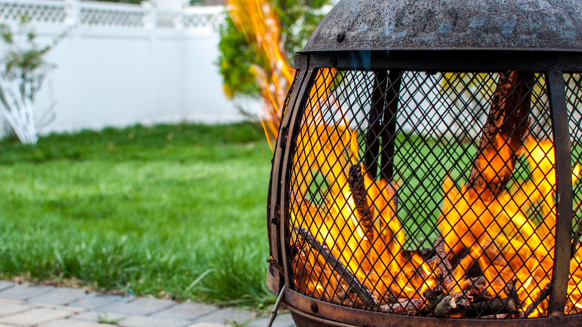 Fire pit flames in wind