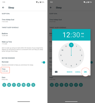 Set bedtime reminder in Fitbit app