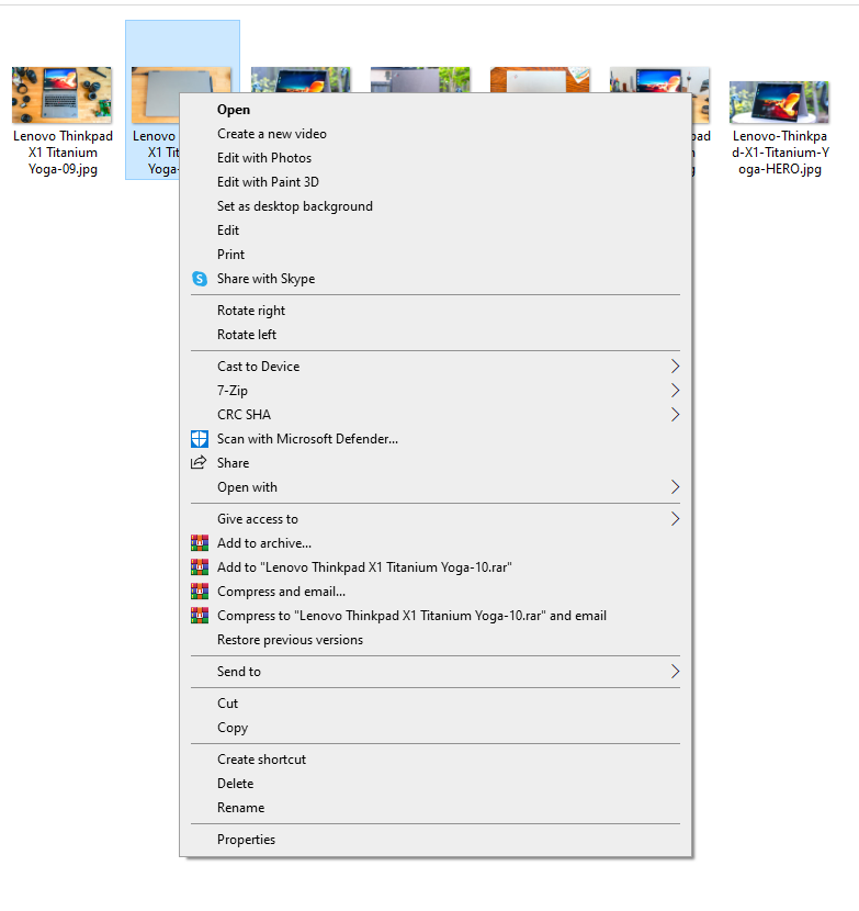 Windows 10 context menu