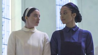 Agnes and Daisy look at each other