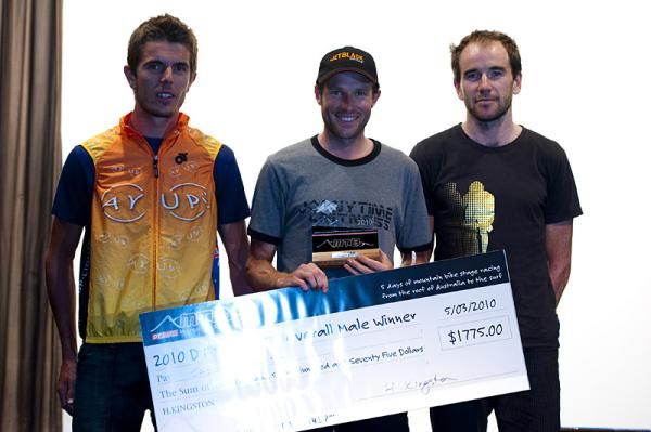 Men's overall podium: Andrew Fellows - 3rd, Jason English - 1st, Andy Blair - 2nd