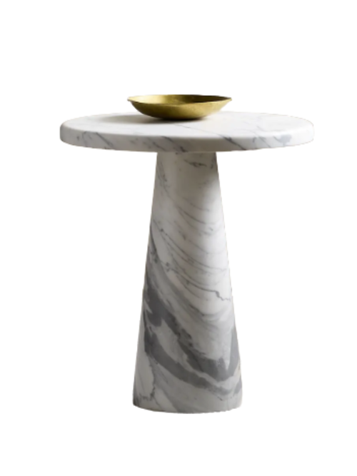 Italian Marble Pedestal End Table 
