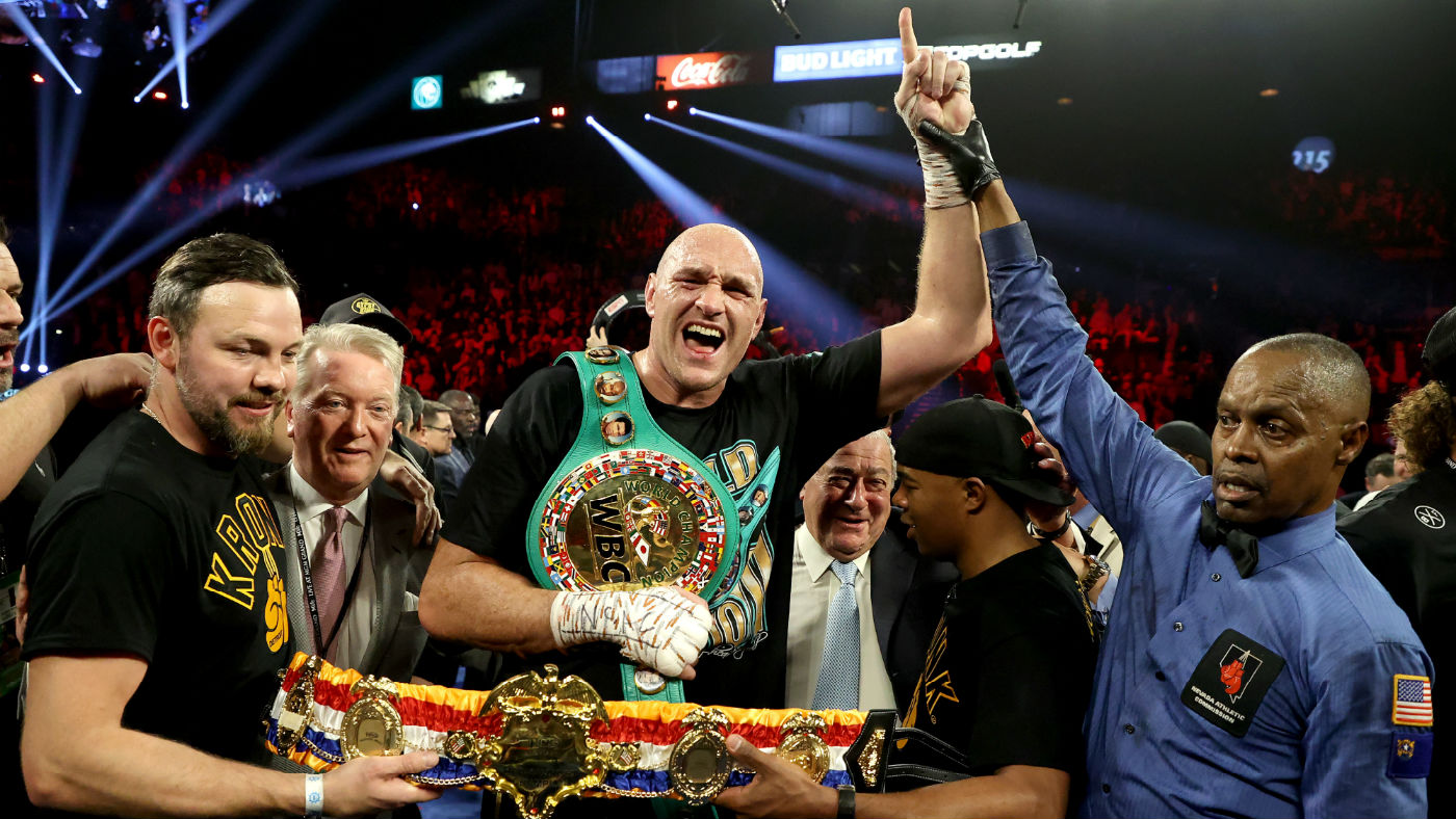Fury celebrates victory in the rematch against Wilder