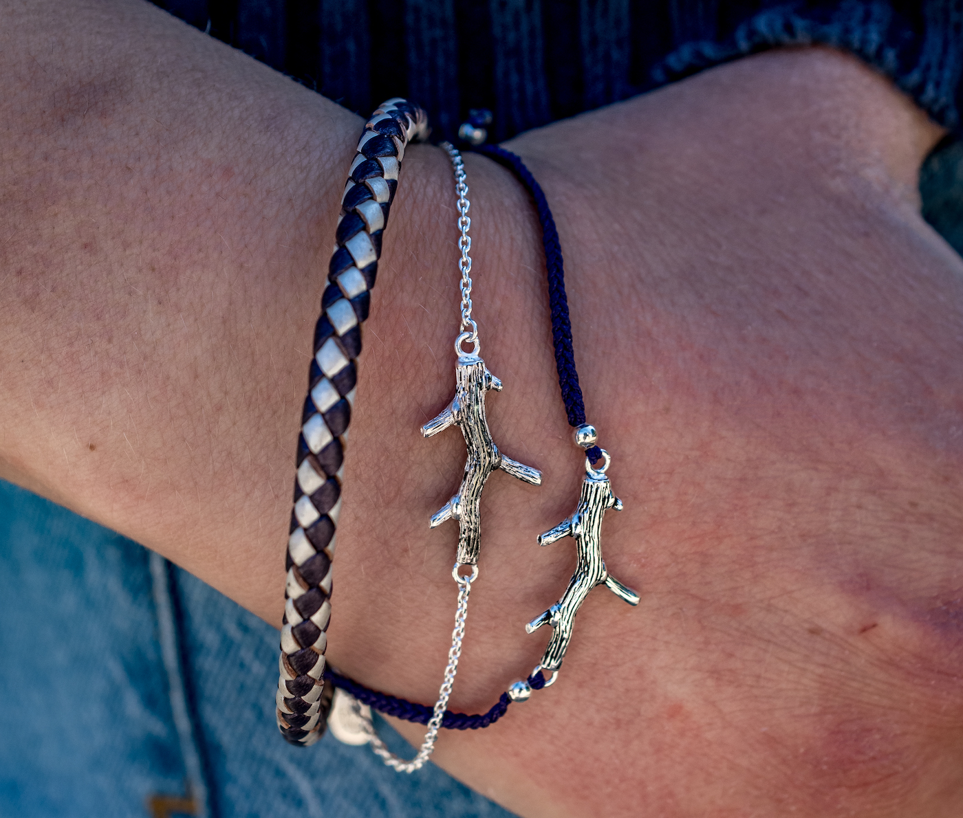 Hiho Silver Twig and GCF bracelet stack