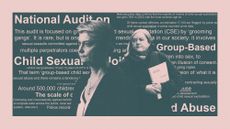 Photo illustration of Yvette Cooper, Louise Casey and text from the national audit on CSEA