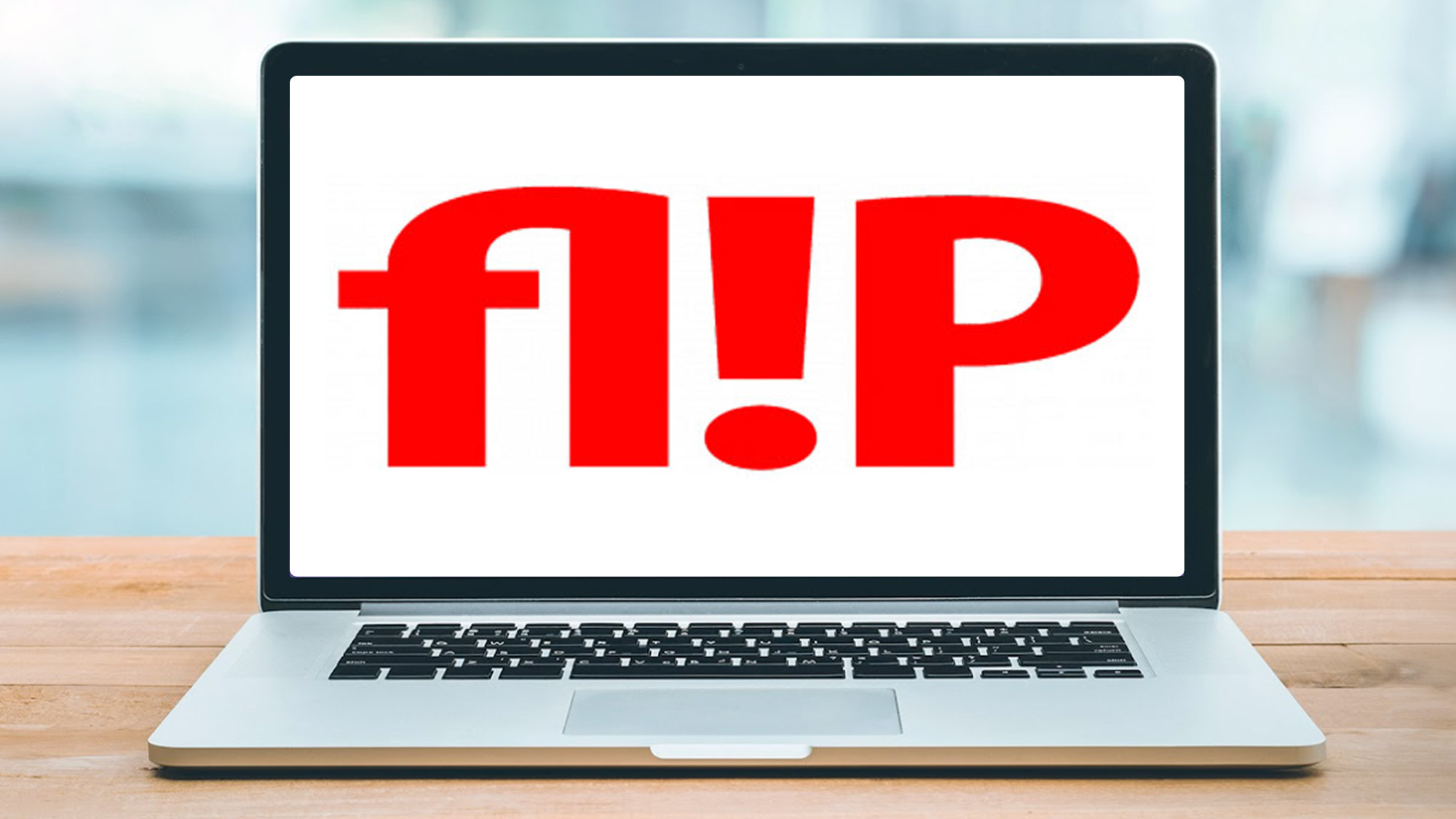 Flip NBN logo on a laptop screen