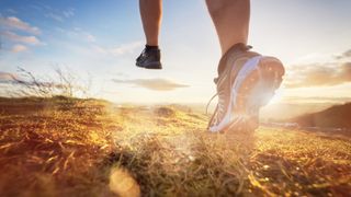 runner's shoes and lower legs