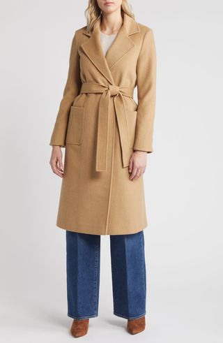 Wool Blend Wrap Coat