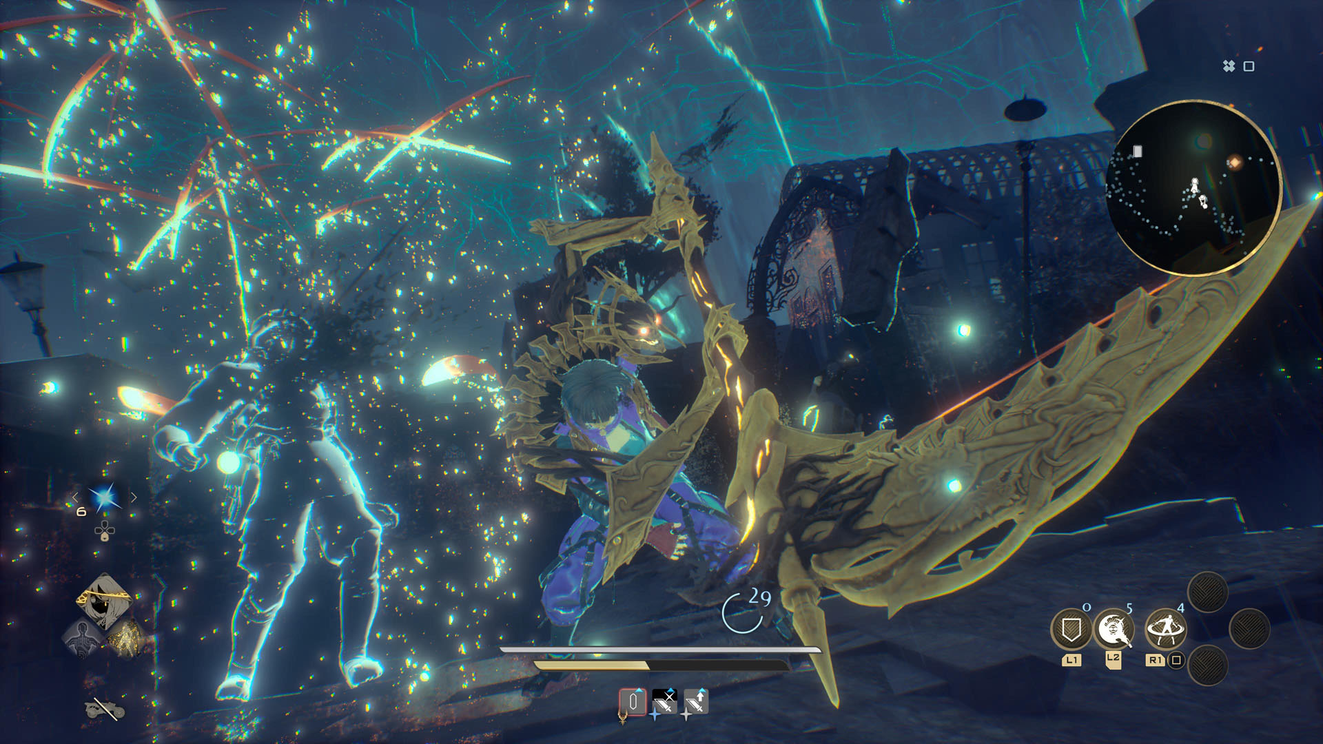 The player finishes off an enemy with a scythe attack in Code Vein 2