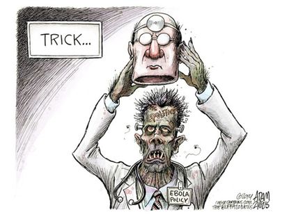 Political cartoon health Ebola policy Halloween