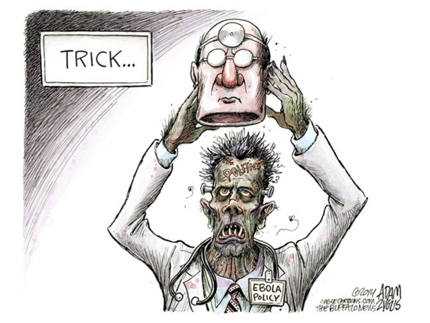 Political cartoon health Ebola policy Halloween