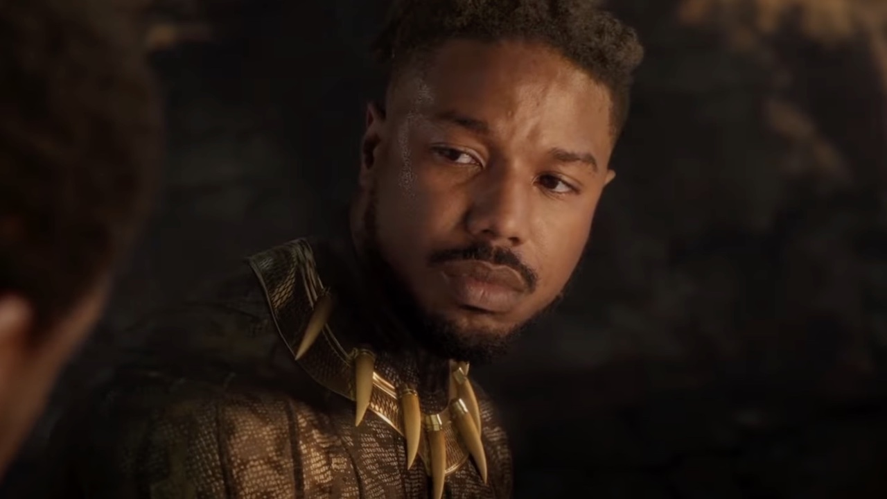 A dying Erik Killmonger looking at T'Challa in Black Panther