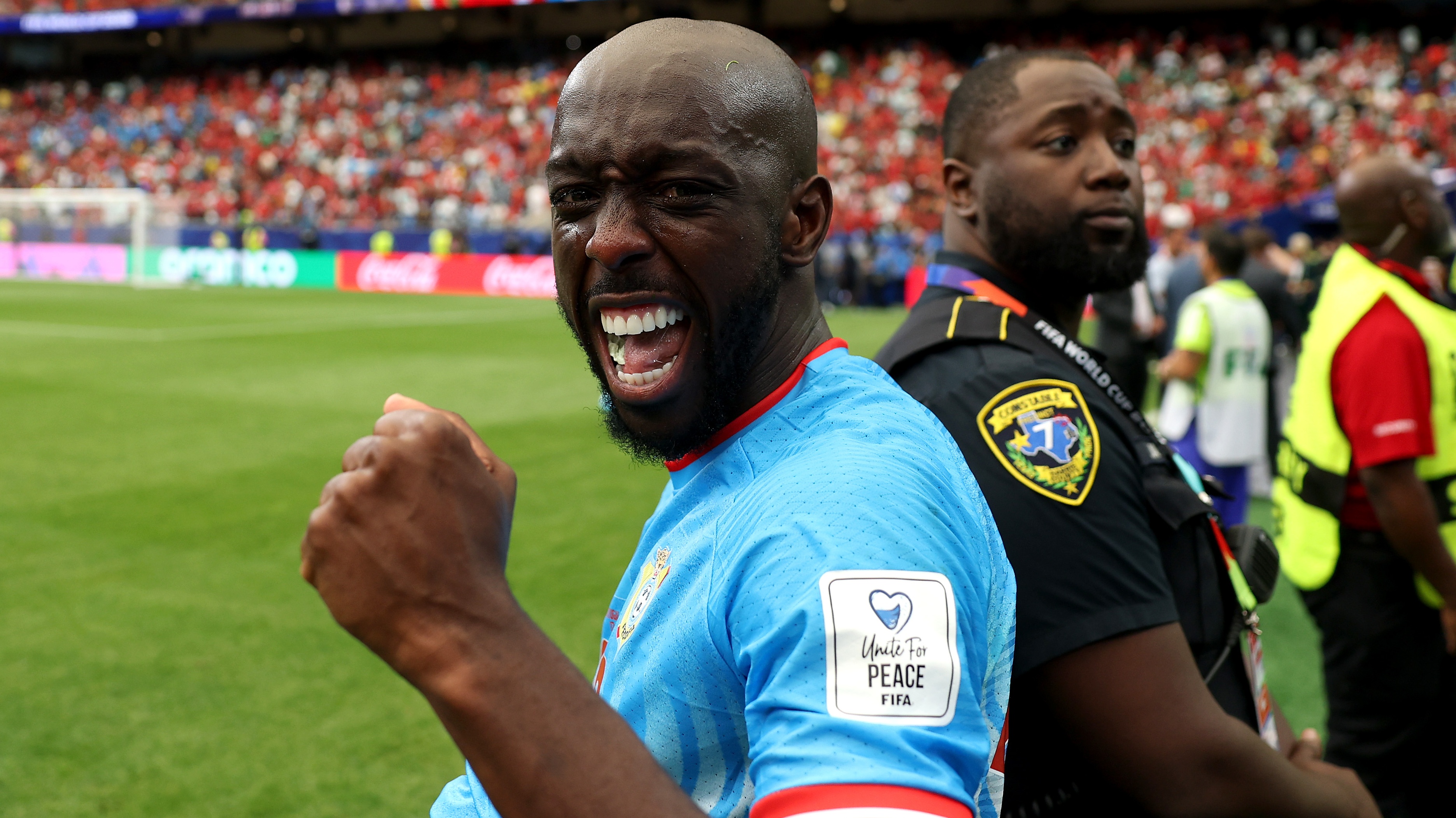 Yoane Wissa #20 of Congo DR reacts after the 1-1 draw during the FIFA World Cup 2026 Group K match between Portugal and Congo DR at Houston Stadium on June 17, 2026 in Houston, Texas