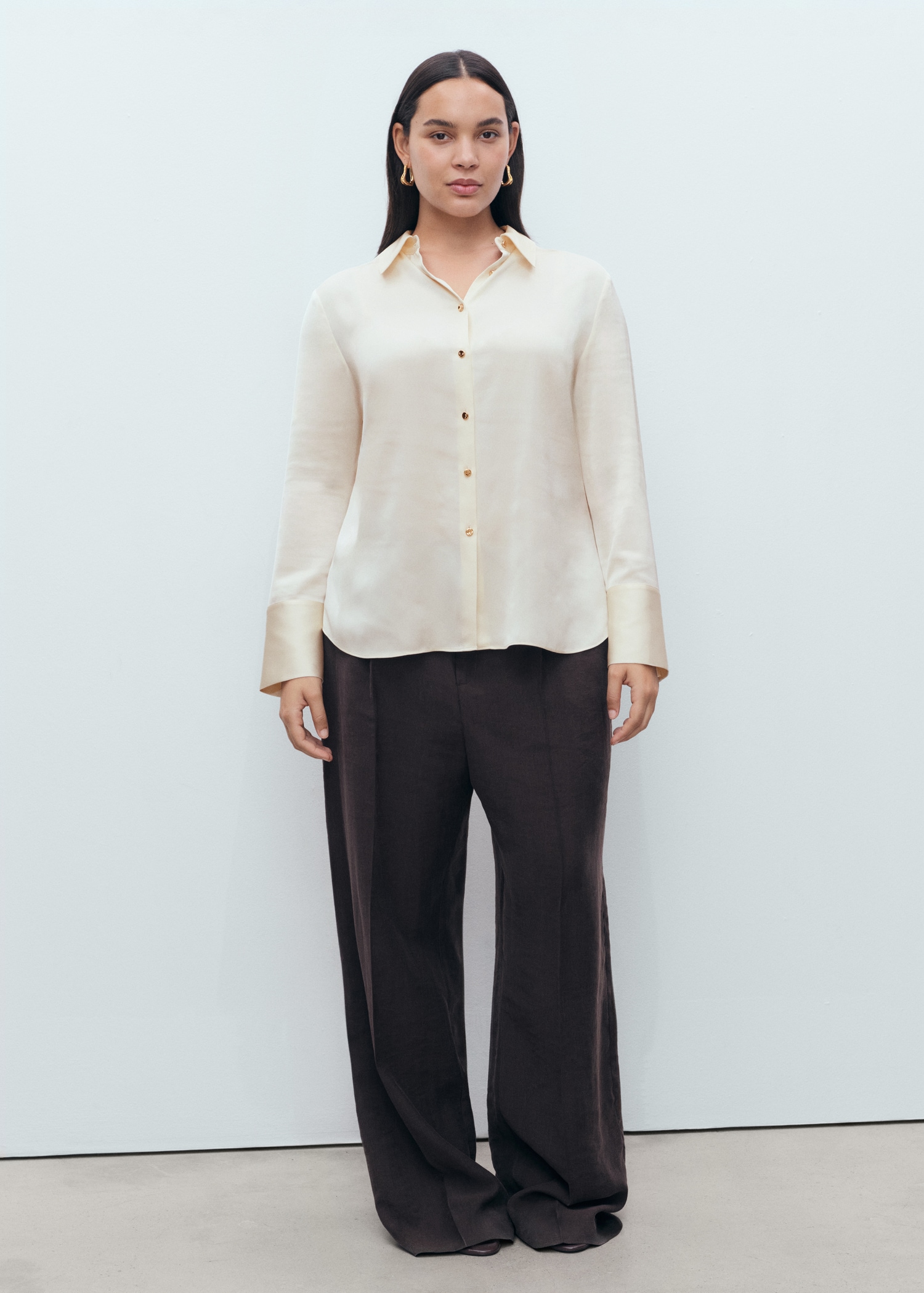Satin Finish Flowy Shirt - Women | Mango United Kingdom