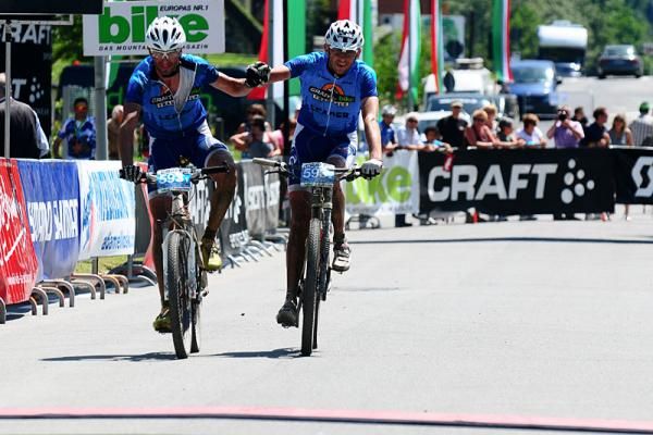Masters stage winners Massimo De Bertolis and Marzio Deho of Team Adamelloski