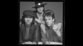 Band portrait for Texas Flood, from the first official Double Trouble photo session for Epic Records, New York, 1983