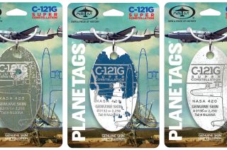 MotoArt's new C-121G Super Constellation PlaneTags are made from the genuine skin of NASA 420, an aircraft used by NASA to prepare and test its Gemini and Apollo tracking stations.