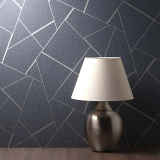 QUARTZ NAVY AND SILVER FRACTAL WALLPAPER