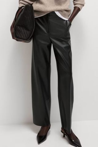 M&S Leather Look Straight Leg Trousers