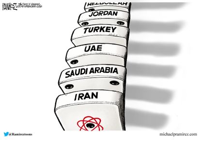 Political cartoon World Trump Iran nuclear deal Middle East
