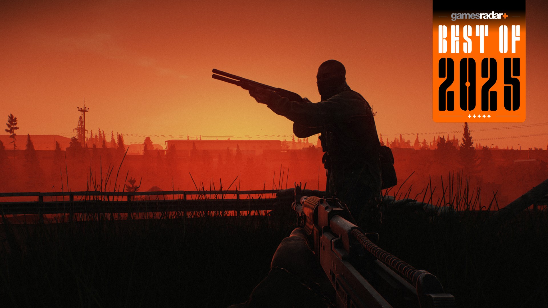 Escape from Tarkov screenshot of a player holding a gun from the first person perspective with another man holding a weapon in front of him